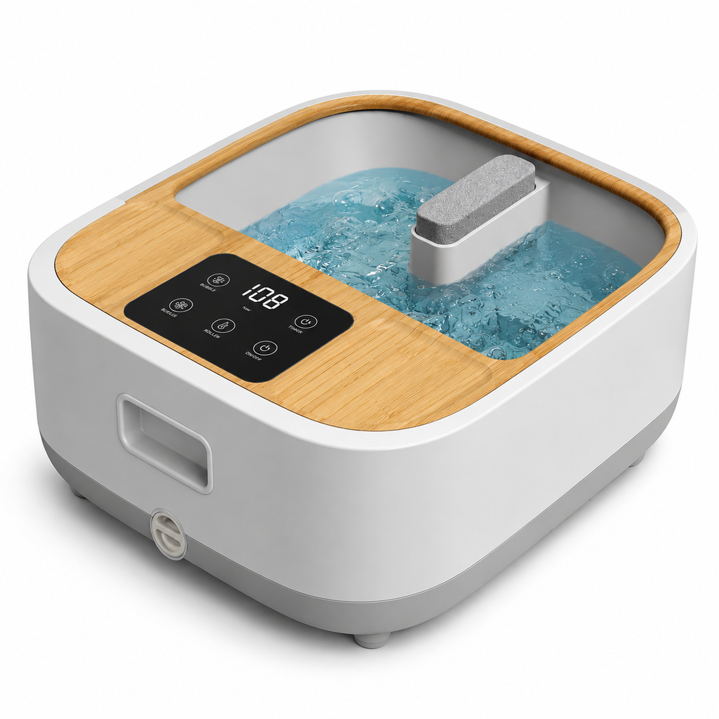 Heated Foot Spa Massager with Bubble Jets Roller Massage Adjustable Heat Digital Display Pumice Stone and XL Foot Tub for Home
