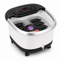All in One Heated Foot Spa Massager with Motorized Shiatsu Rollers Oxygen Bubble Massage Adjustable Temperature Timer and Smart Drainage