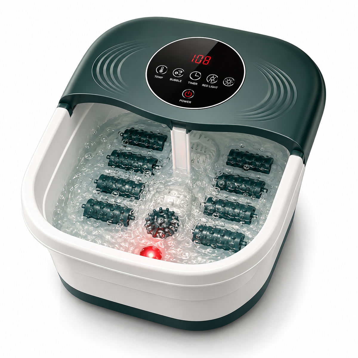 Portable Heated Foot Spa Bath Massager with Bubble Massage Roller Massage Foldable Design Timer and Temperature Control