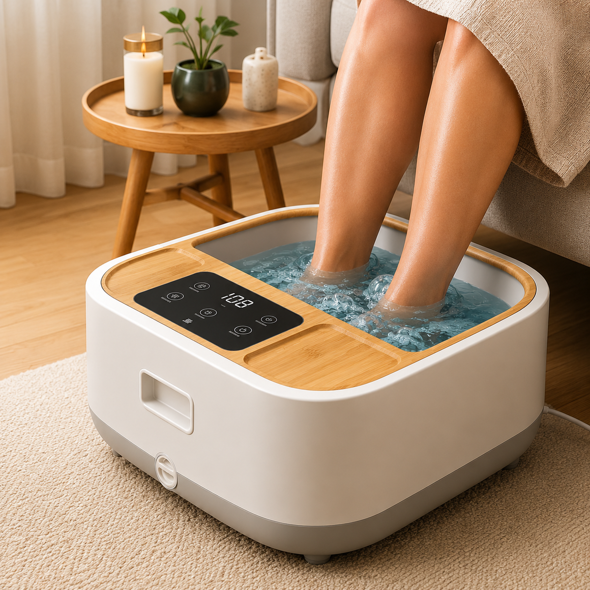 Heated Foot Spa Massager with Bubble Jets Roller Massage Adjustable Heat Digital Display Pumice Stone and XL Foot Tub for Home