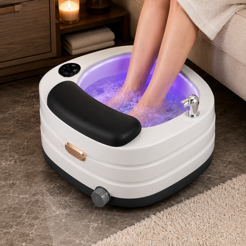 Acrylic Heated Foot Spa Bath with Bubble Massage Vibration Heat Therapy Timer Deep Foot Soaking Tub for Home and Salon