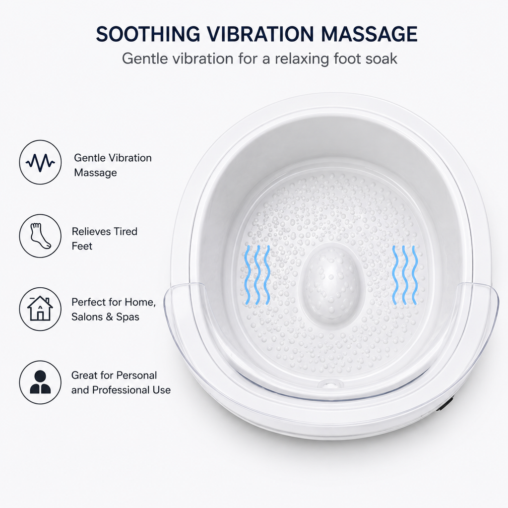 Heated Vibration Foot Spa Bath with Warm Comfort Base Disposable Liners Portable Pedicure Foot Soaking Tub for Home Salon