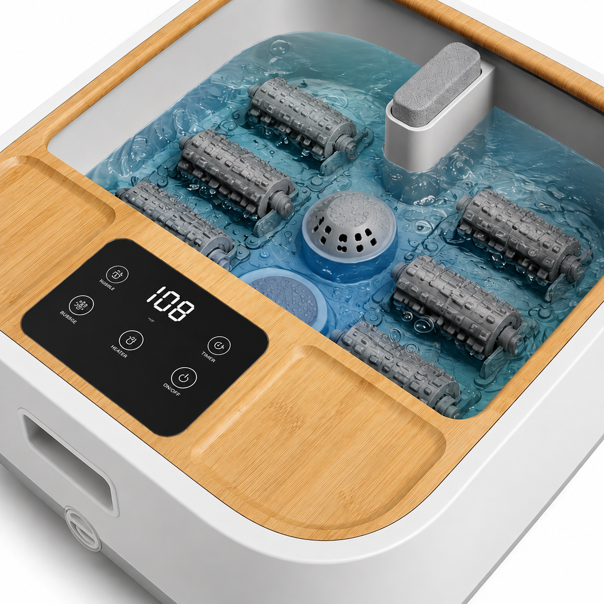 Heated Foot Spa Massager with Bubble Jets Roller Massage Adjustable Heat Digital Display Pumice Stone and XL Foot Tub for Home