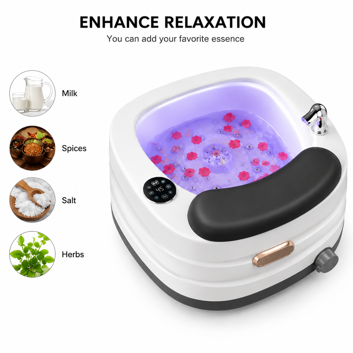 Acrylic Heated Foot Spa Bath with Bubble Massage Vibration Heat Therapy Timer Deep Foot Soaking Tub for Home and Salon