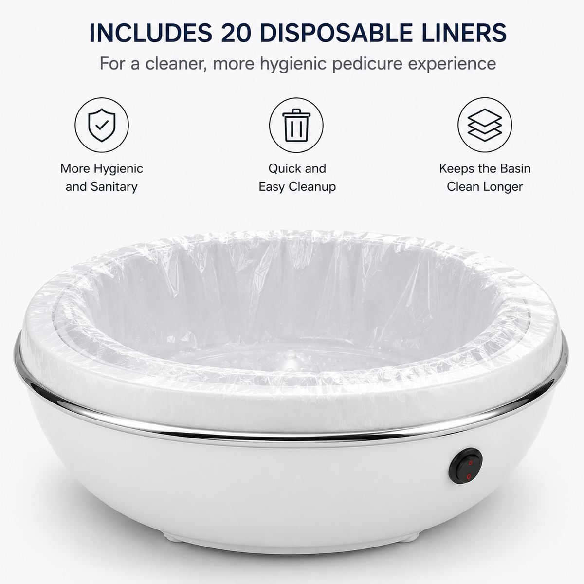 Heated Vibration Foot Spa Bath with Warm Comfort Base Disposable Liners Portable Pedicure Foot Soaking Tub for Home Salon